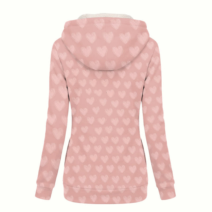 Christianartworkshop Manteau polaire à capuche pour femme avec imprimé cœur et croix de Jésus rose - image 1