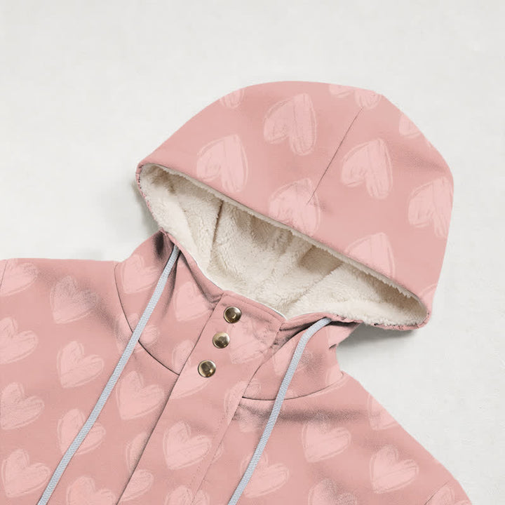 Christianartworkshop Manteau polaire à capuche pour femme avec imprimé cœur et croix de Jésus rose - image 2