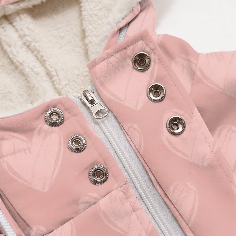 Christianartworkshop Manteau polaire à capuche pour femme avec imprimé cœur et croix de Jésus rose - image 3