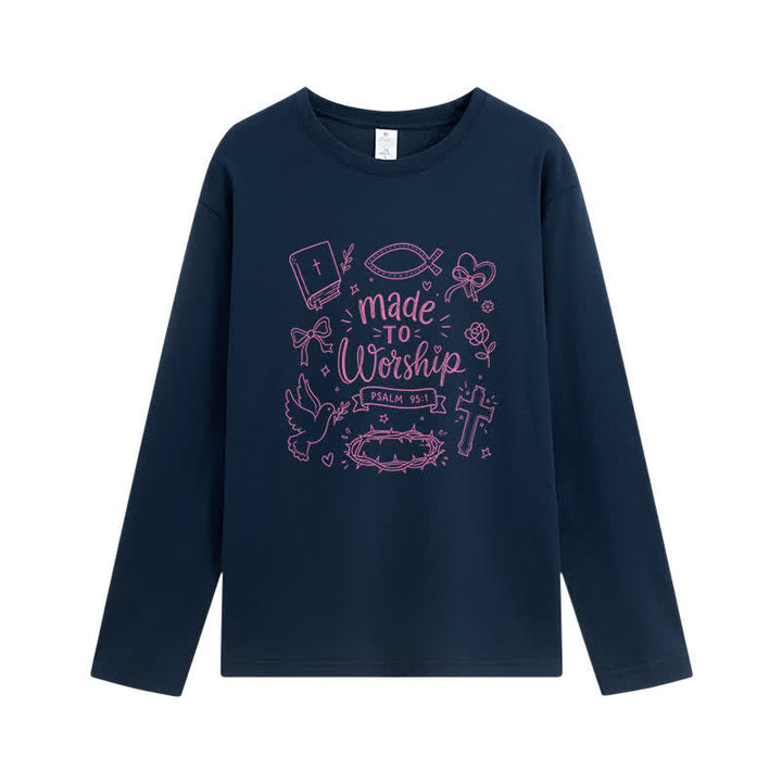 Christianartworkshop T-shirt à manches longues graphique « Fait pour adorer » Psaume 95:1 - Bleu royal - 4XL - image 6