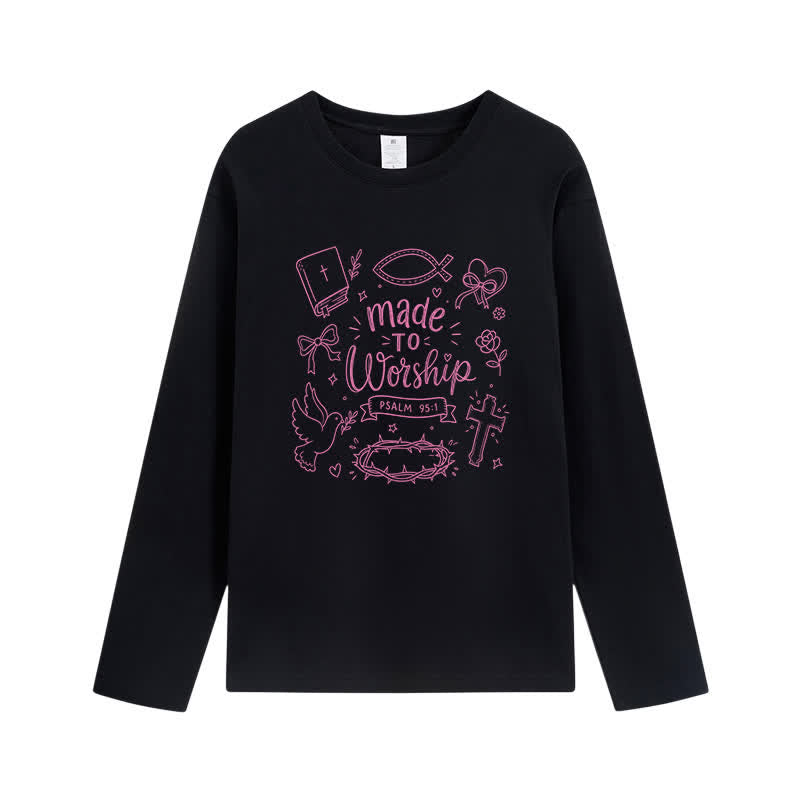 Christianartworkshop T-shirt à manches longues graphique « Fait pour adorer » Psaume 95:1 - Noir - 4XL - image 5