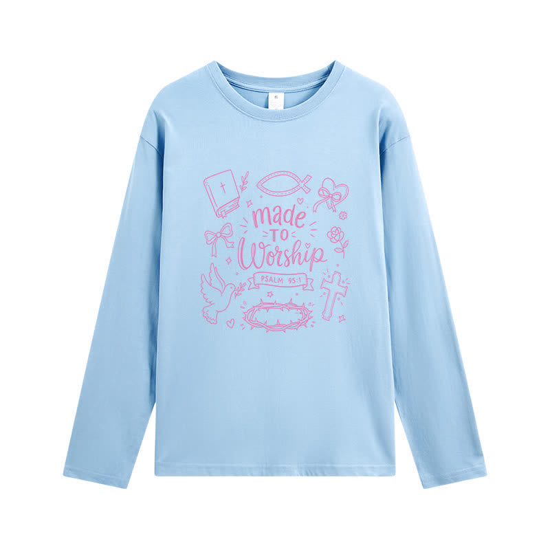 Christianartworkshop T-shirt à manches longues graphique « Fait pour adorer » Psaume 95:1 - Bleu - 4XL - image 9