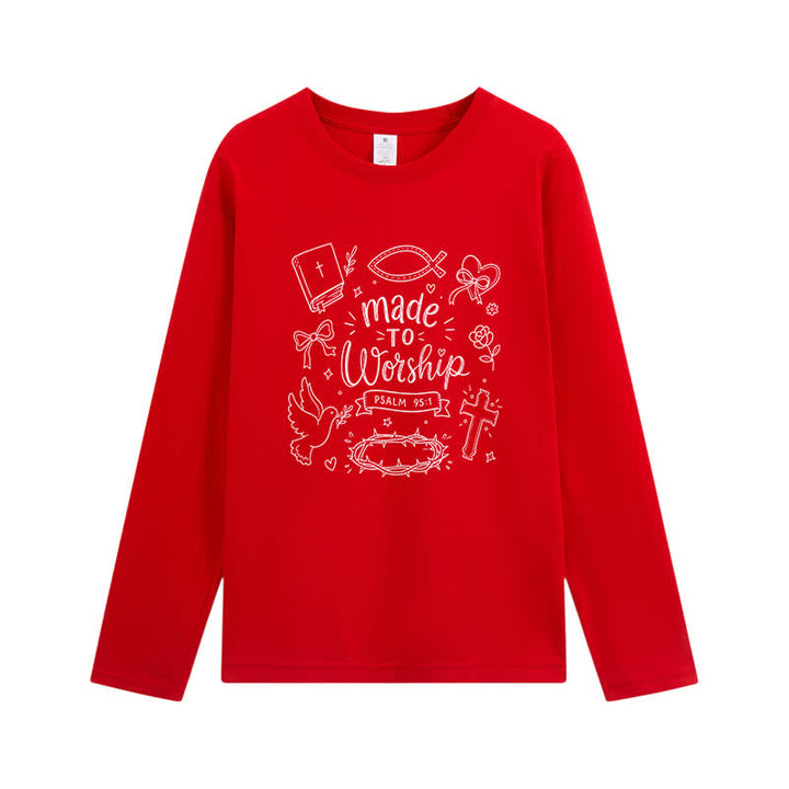 Christianartworkshop T-shirt à manches longues graphique « Fait pour adorer » Psaume 95:1 - Rouge - 4XL - image 11