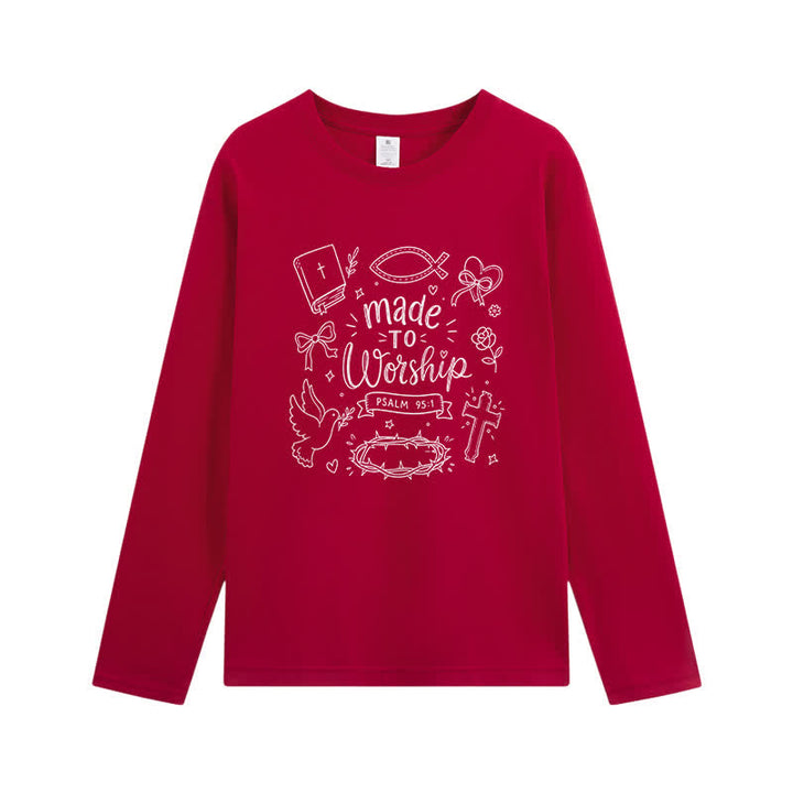 Christianartworkshop T-shirt à manches longues graphique « Fait pour adorer » Psaume 95:1 - Vin - 4XL - image 10