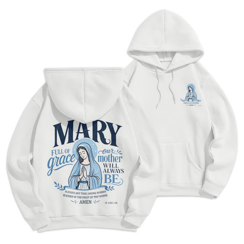 Christianartworkshop Sweat à capuche blanc doublé polaire Mary Full Of Grace - Blanc - 2XL - image 0