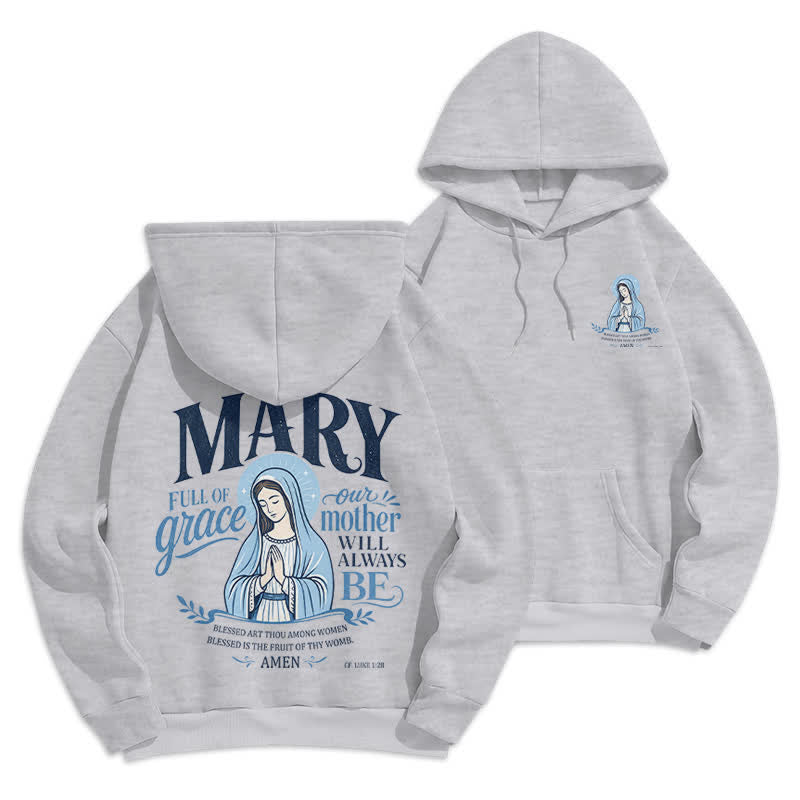 Christianartworkshop Sweat à capuche blanc doublé polaire Mary Full Of Grace - Gris - 2XL - image 12