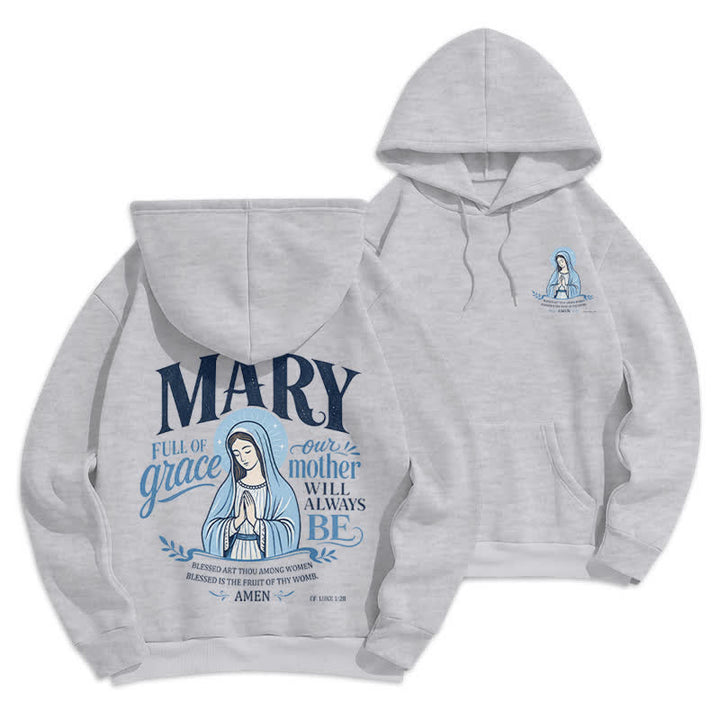 Christianartworkshop Sweat à capuche blanc doublé polaire Mary Full Of Grace - Gris - 2XL - image 12