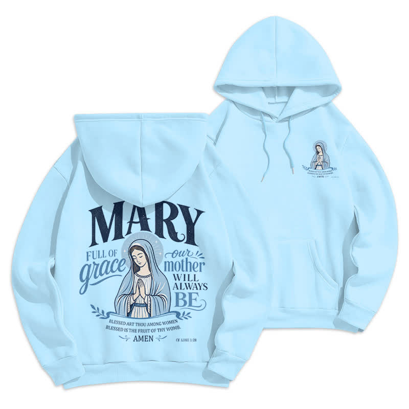 Christianartworkshop Sweat à capuche blanc doublé polaire Mary Full Of Grace - Bleu - 2XL - image 21