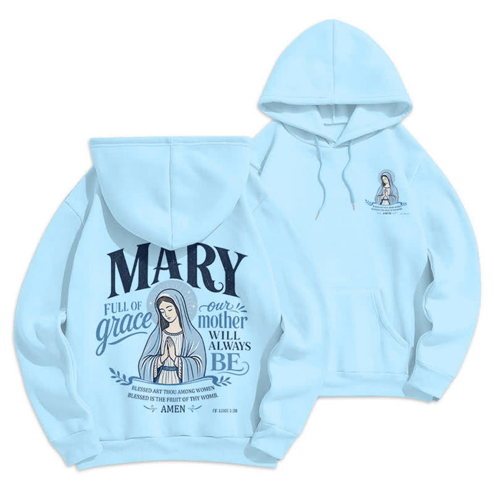 Christianartworkshop Sweat à capuche blanc doublé polaire Mary Full Of Grace - Bleu - 2XL - image 21