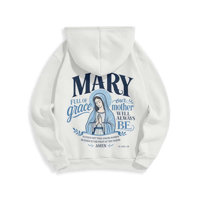 Christianartworkshop Sweat à capuche blanc doublé polaire Mary Full Of Grace - image 1