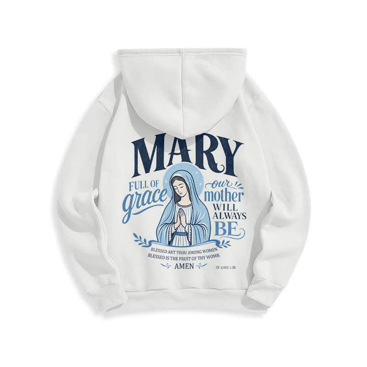 Christianartworkshop Sweat à capuche blanc doublé polaire Mary Full Of Grace - image 1