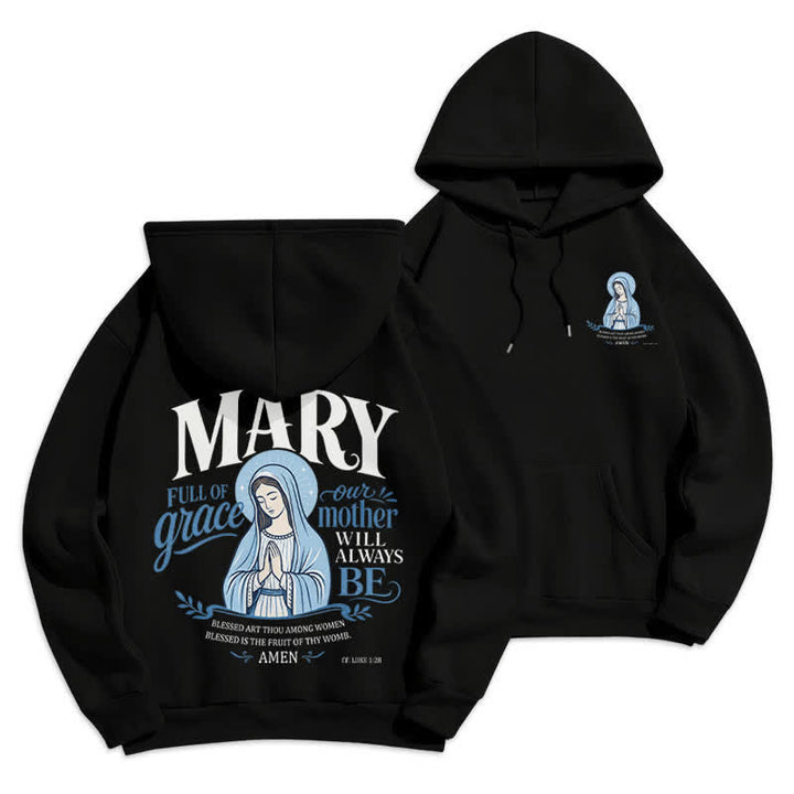Christianartworkshop Sweat à capuche blanc doublé polaire Mary Full Of Grace - Noir - 2XL - image 6