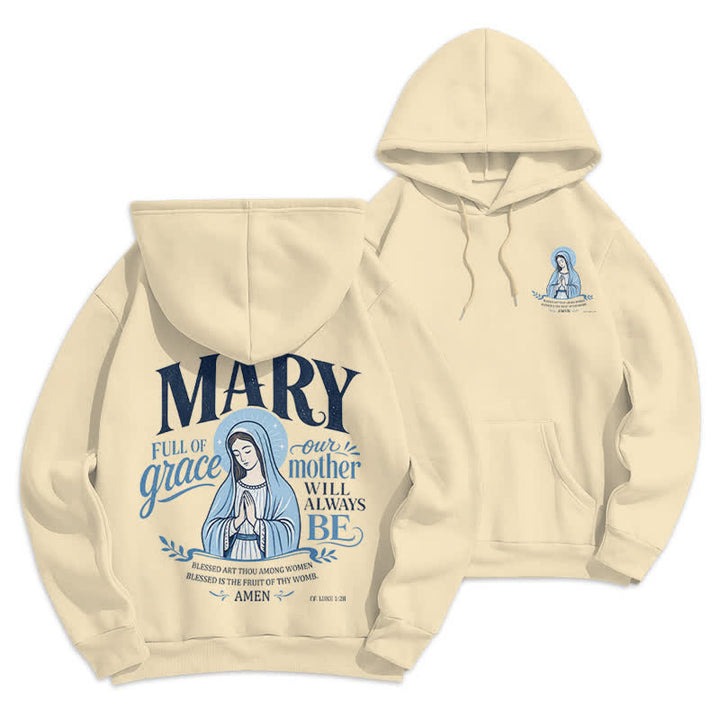 Christianartworkshop Sweat à capuche blanc doublé polaire Mary Full Of Grace - Beige - 2XL - image 18