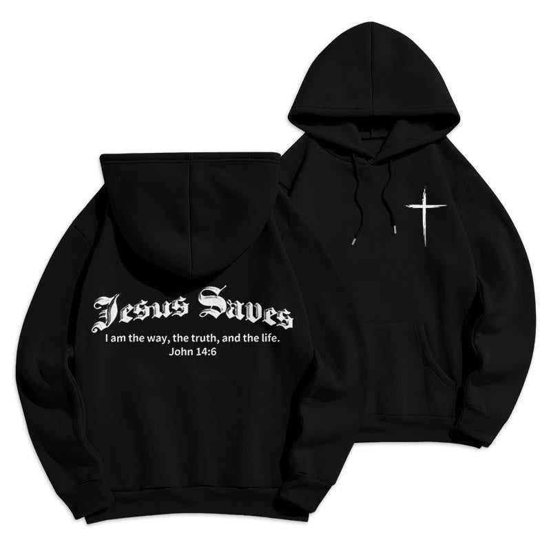 Christianartworkshop Jésus sauve Jean 14:6 Sweat à capuche en polyester doublé polaire Foi - Noir - 2XL - image 9