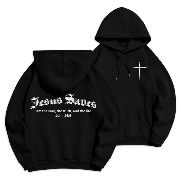 Christianartworkshop Jésus sauve Jean 14:6 Sweat à capuche en polyester doublé polaire Foi - Noir - 2XL - image 9