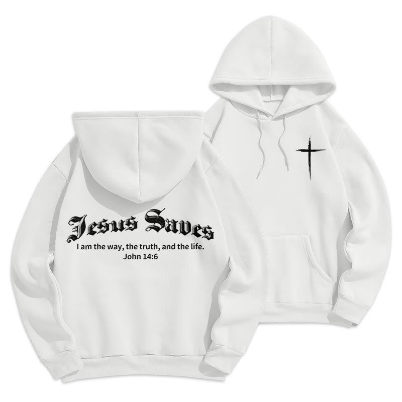 Christianartworkshop Jésus sauve Jean 14:6 Sweat à capuche en polyester doublé polaire Foi - Blanc - 2XL - image 3