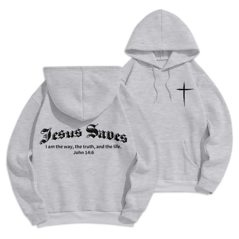 Christianartworkshop Jésus sauve Jean 14:6 Sweat à capuche en polyester doublé polaire Foi - Gris - 2XL - image 0