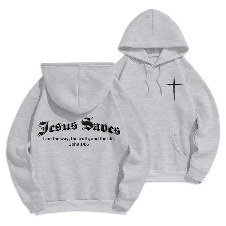 Christianartworkshop Jésus sauve Jean 14:6 Sweat à capuche en polyester doublé polaire Foi - Gris - 2XL - image 0