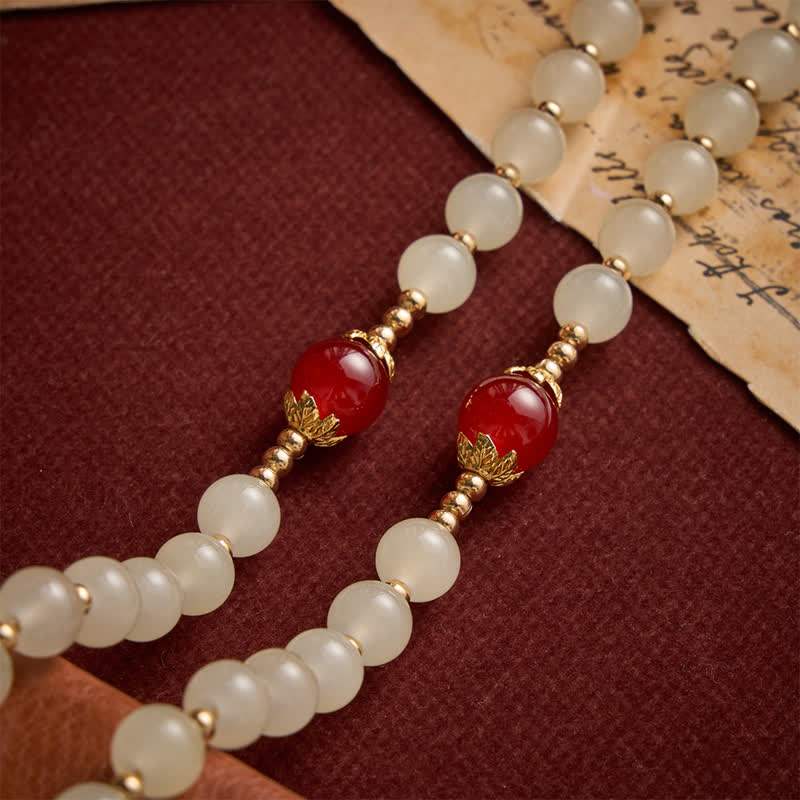 Christianartworkshop Chapelet en perles de verre crème avec perles rouges rubis, médaille du Sacré-Cœur et crucifix orné de pierres précieuses - image 6