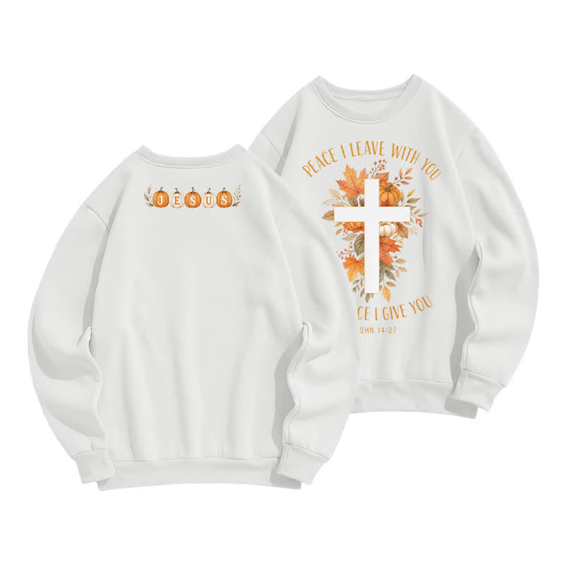 Christianartworkshop Sweat-shirt en polaire douce avec motif de citrouille d'automne et Jésus - Blanc - 2XL - image 0